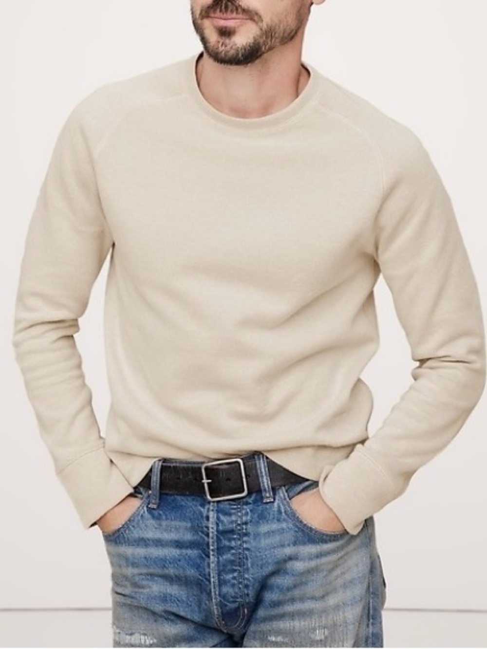 NWT Banana Republic Men's Core Temp Long Sleeve Shirt in Cream